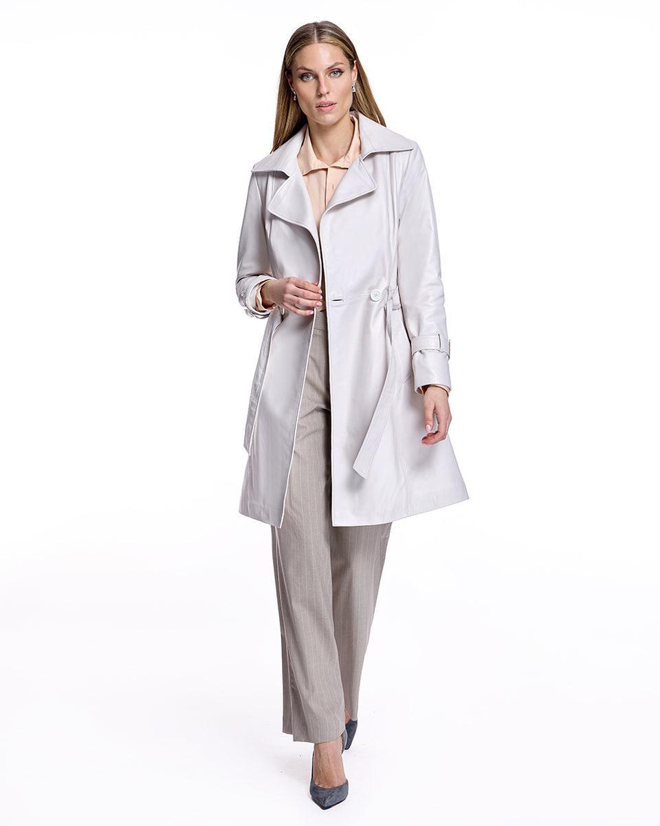 Julia and Stella by Maximilian Belted Leather Coat -Max Product Image