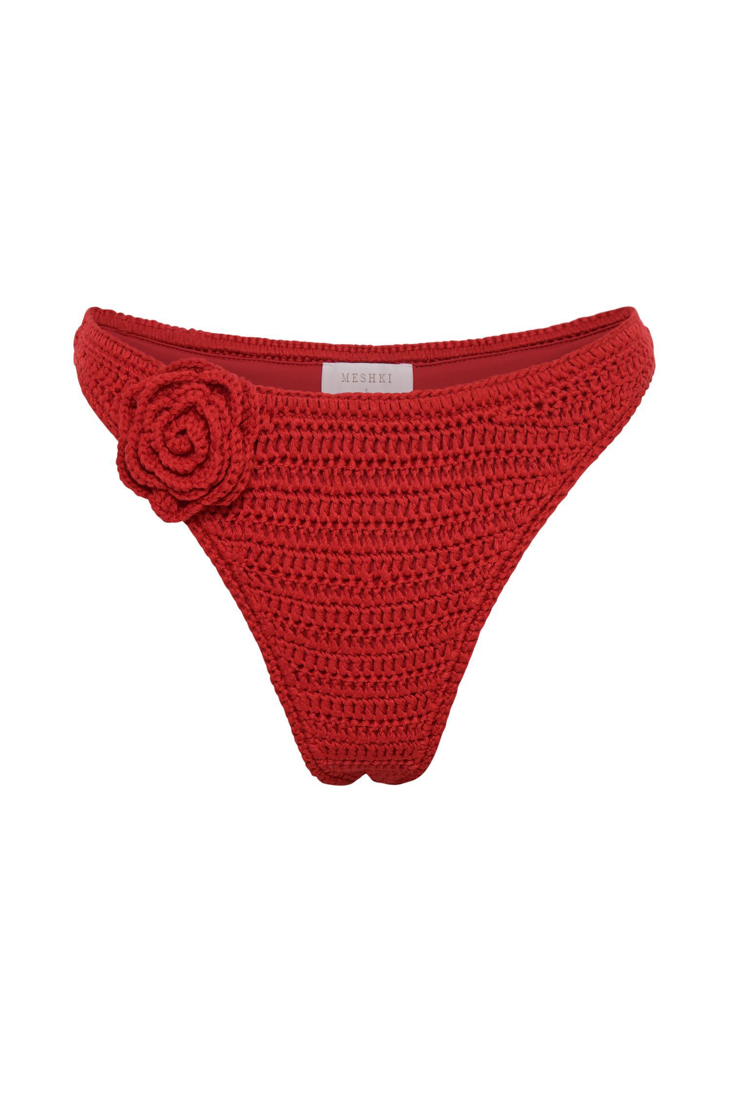 Valencia Rose Crochet Bikini Bottom - Red Product Image