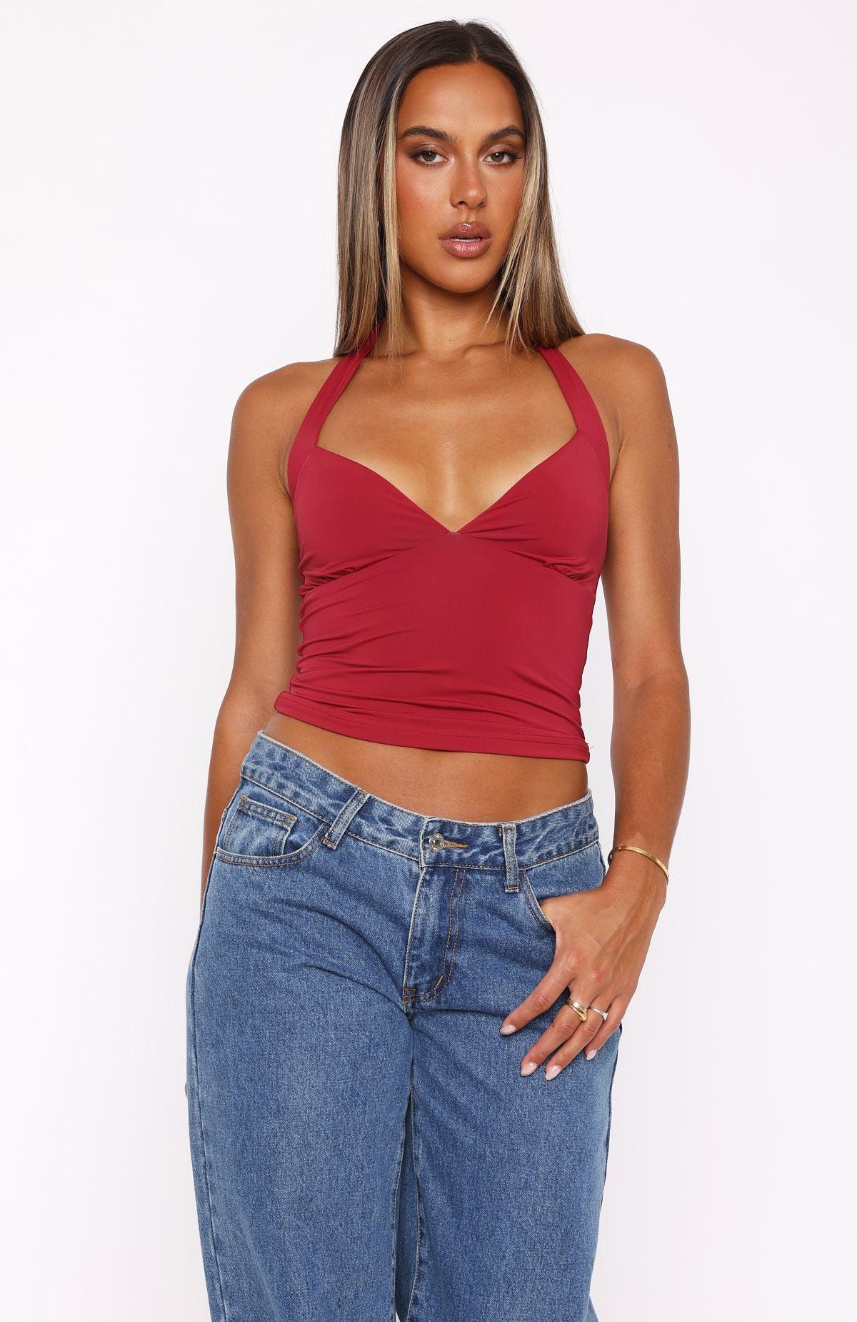 Act Right Halter Top Wine Product Image