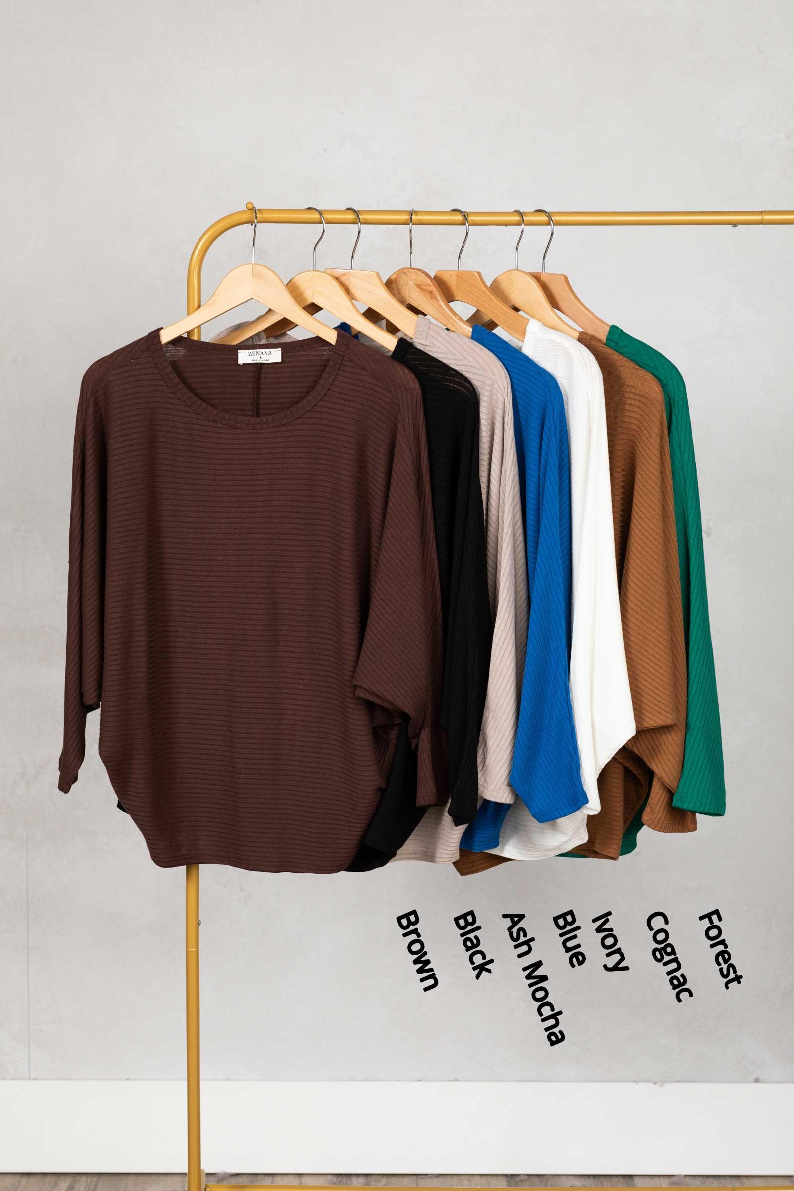 Ribbed Dolman Sleeve Lightweight Sweater Product Image