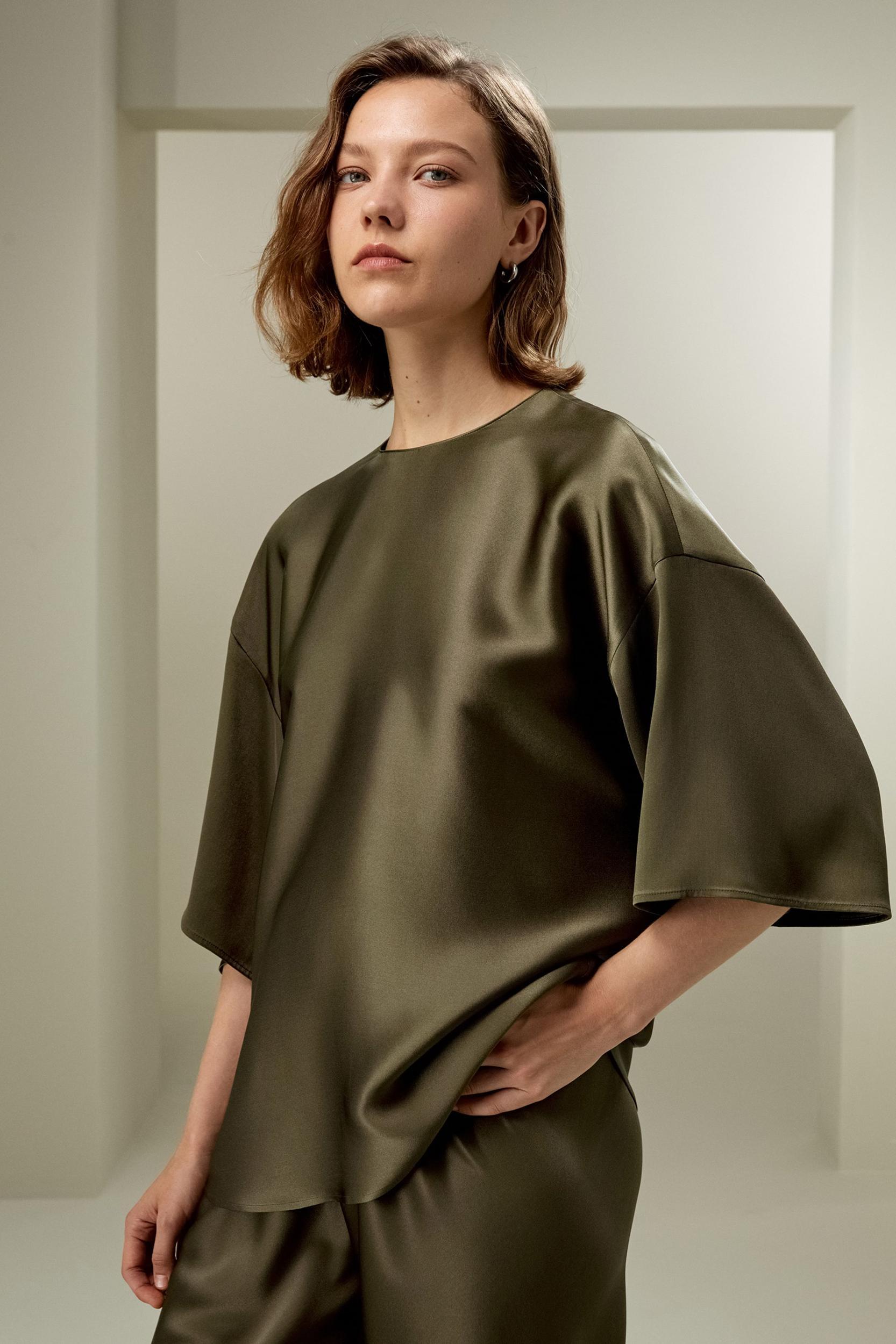 Relaxed Silk Crewneck Blouse Product Image