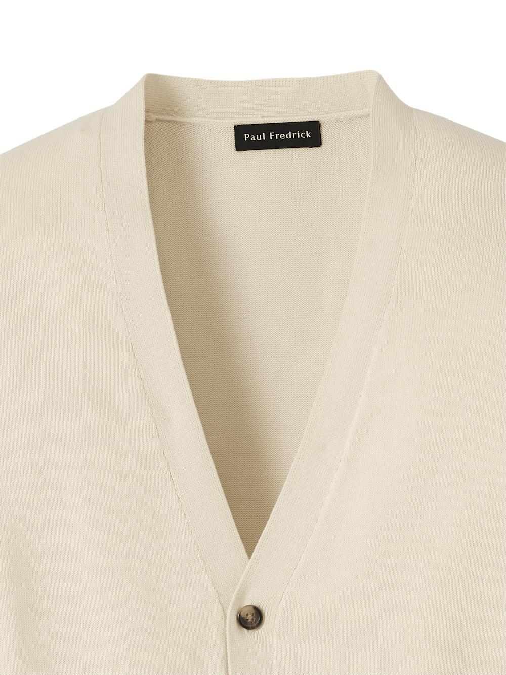 Supima Cotton Button Front Cardigan - Ivory Product Image