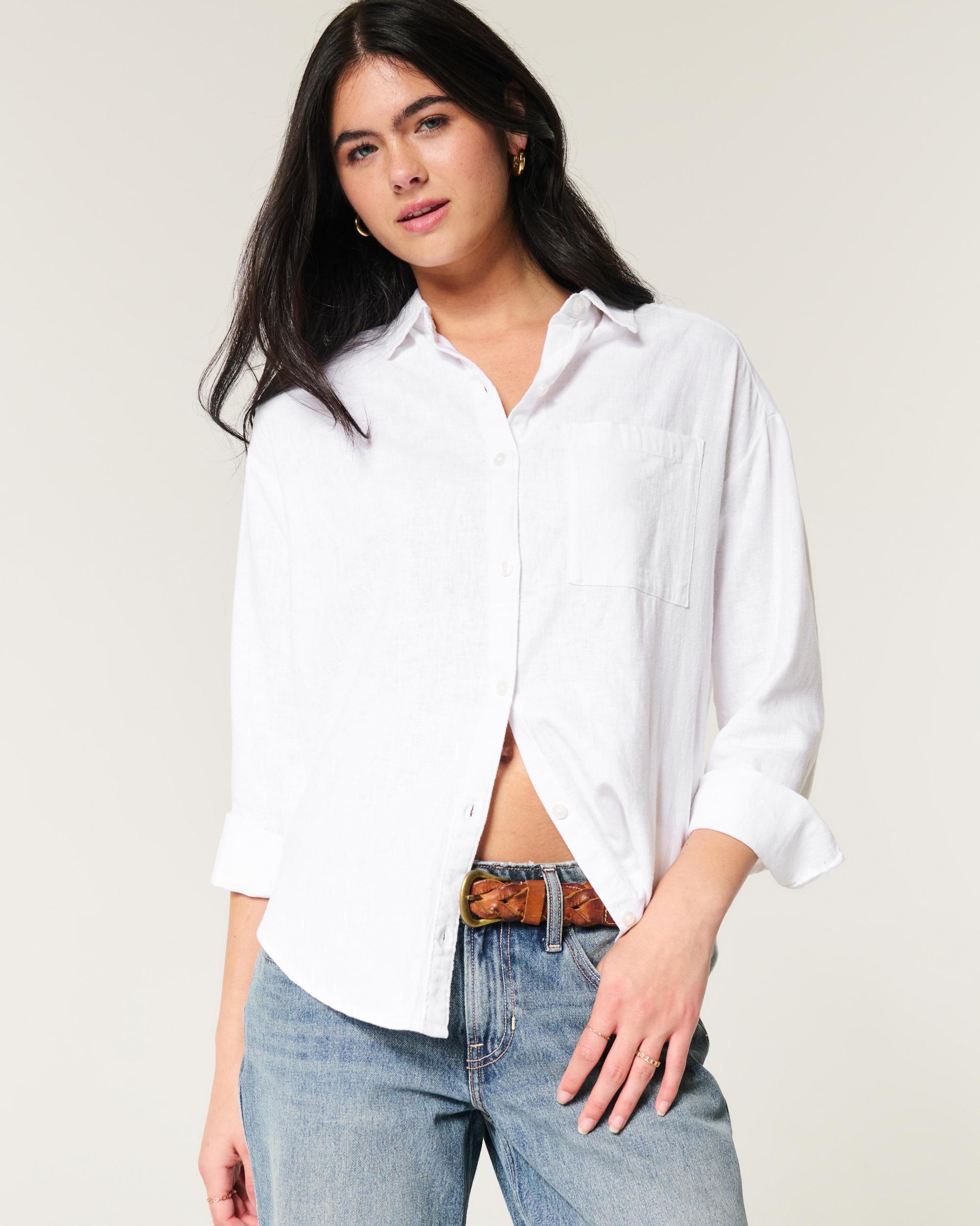 Oversized Linen-Blend Shirt Product Image