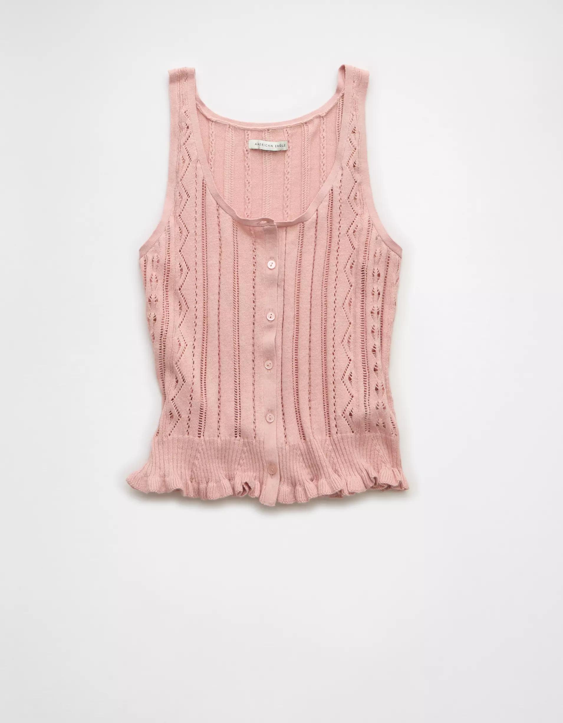 AE Pointelle Peplum Sweater Tank Top Product Image