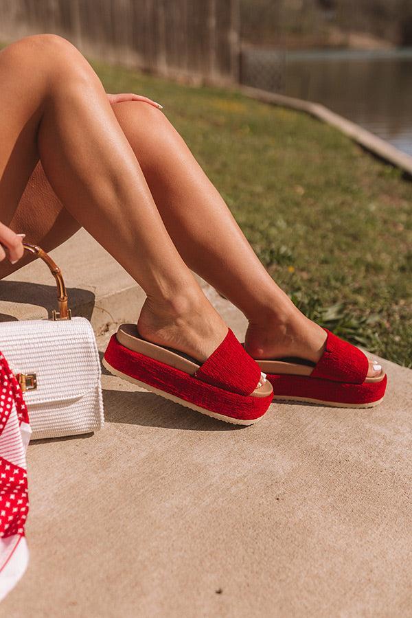 The Lainey Chenille Woven Platform Sandal in Crimson Product Image