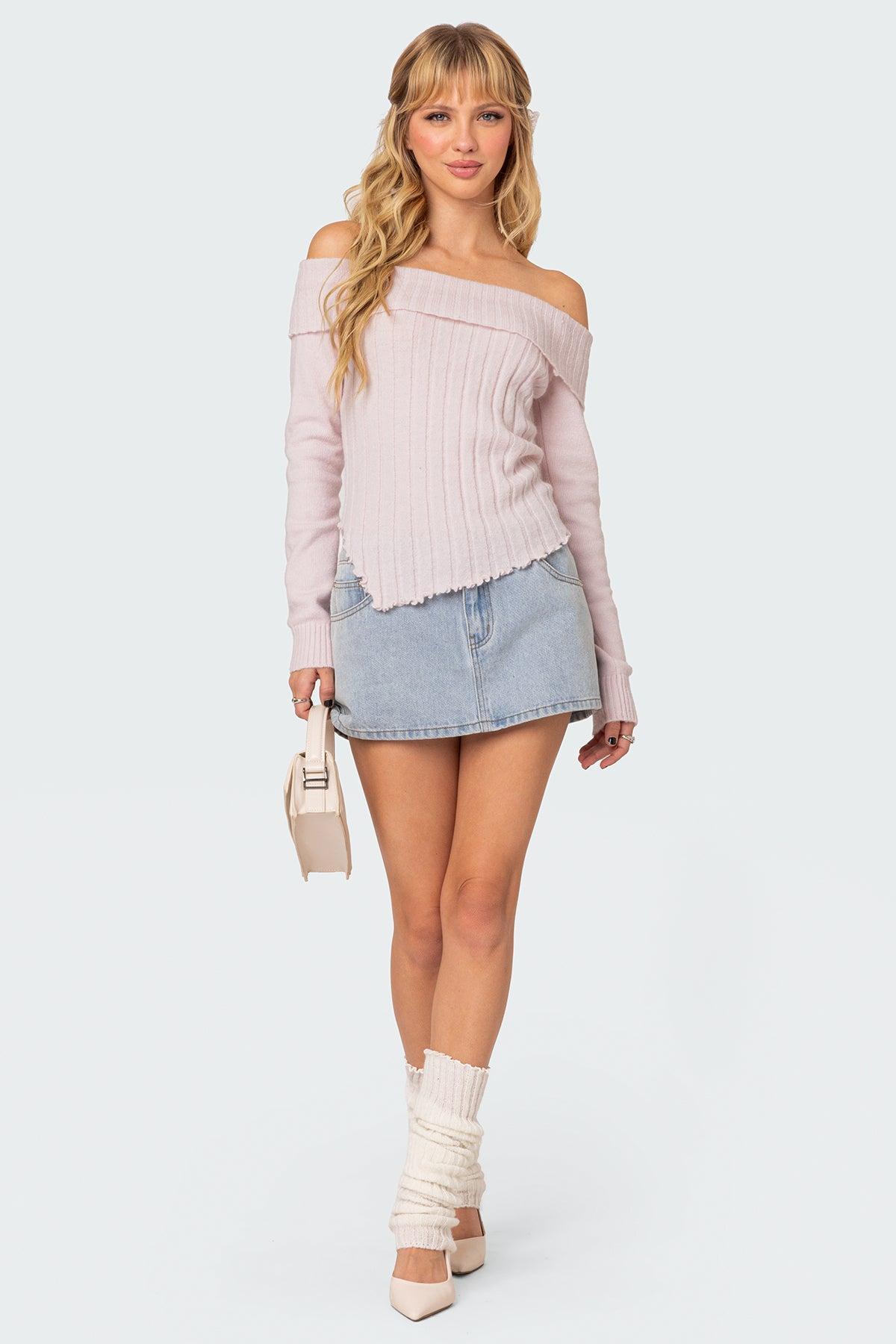 Sonya Fold Over Knit Top Product Image
