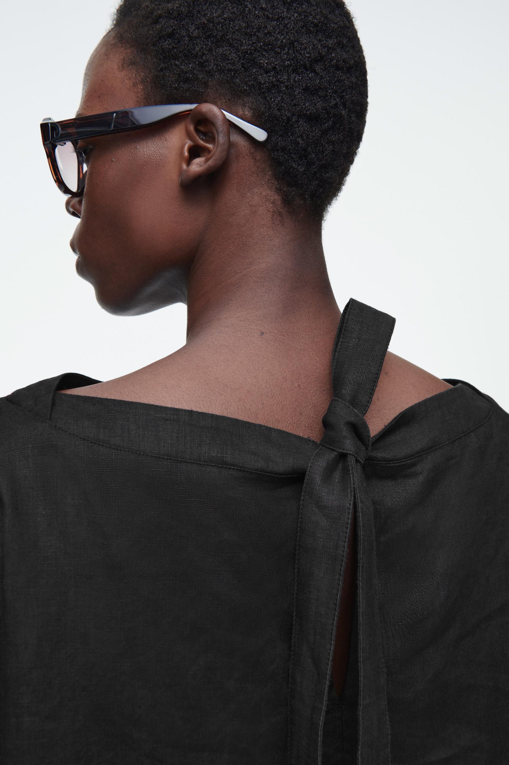 TIE-DETAIL LINEN BLOUSE Product Image