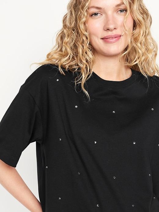 Oversized Crew-Neck Embellished T-Shirt Product Image