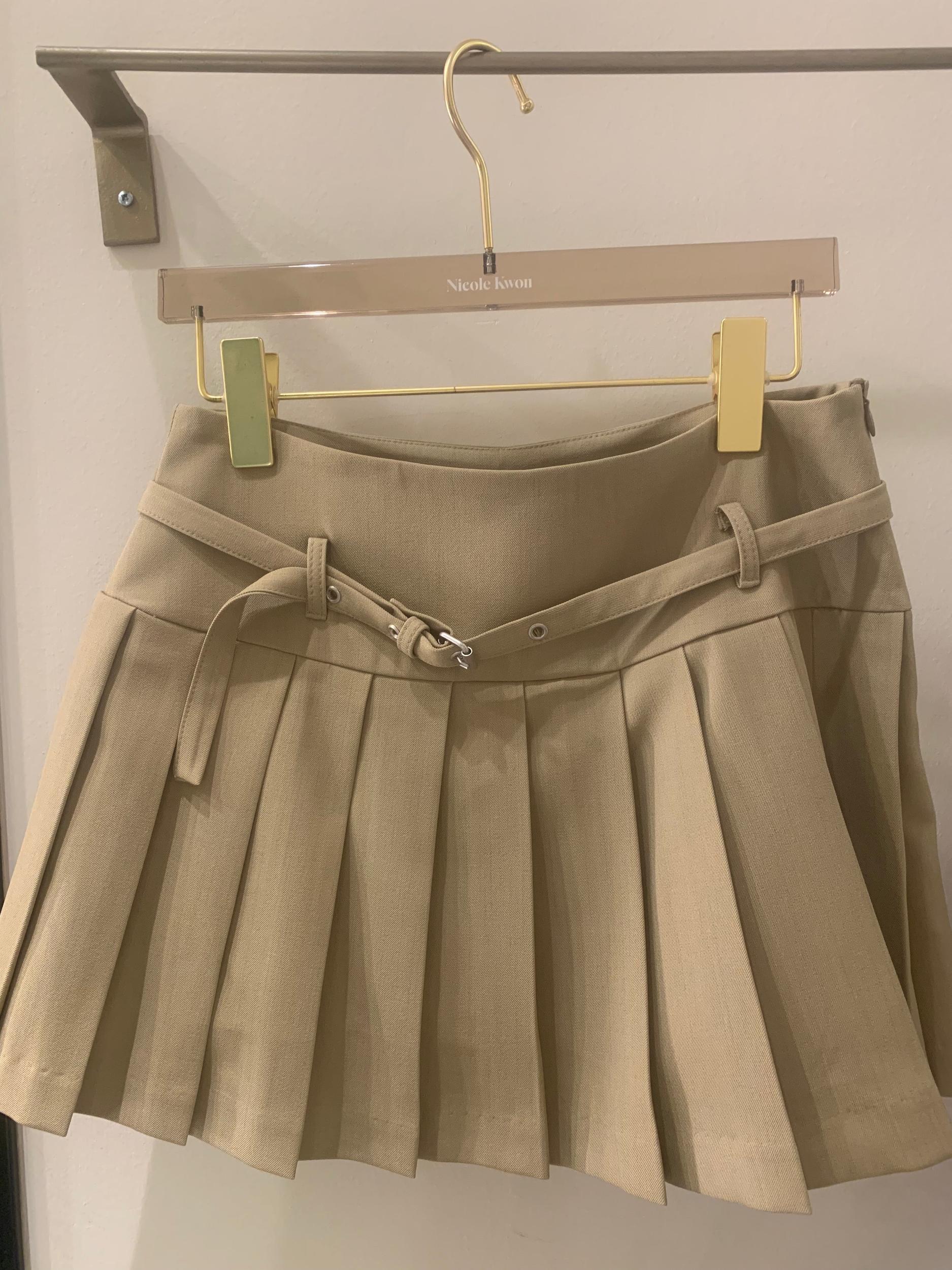 Pleated Mini Skirt in Camel Product Image