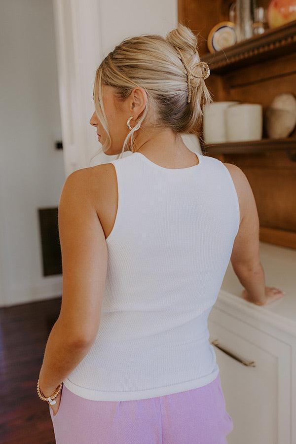 Uptown Night Out Knit Top in White Product Image