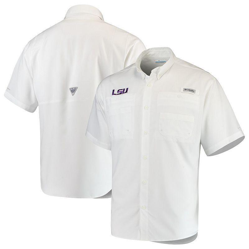 Columbia Mens Collegiate PFG Tamiami Short Sleeve Shirt - Tall - Louisiana- Product Image