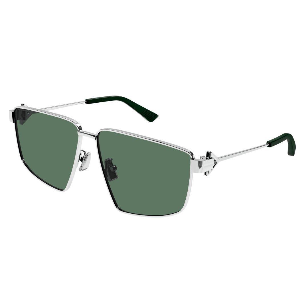 BOTTEGA VENETA Eyewear Rectangle Frame Sunglasses In 003 Silver Silver Green Product Image