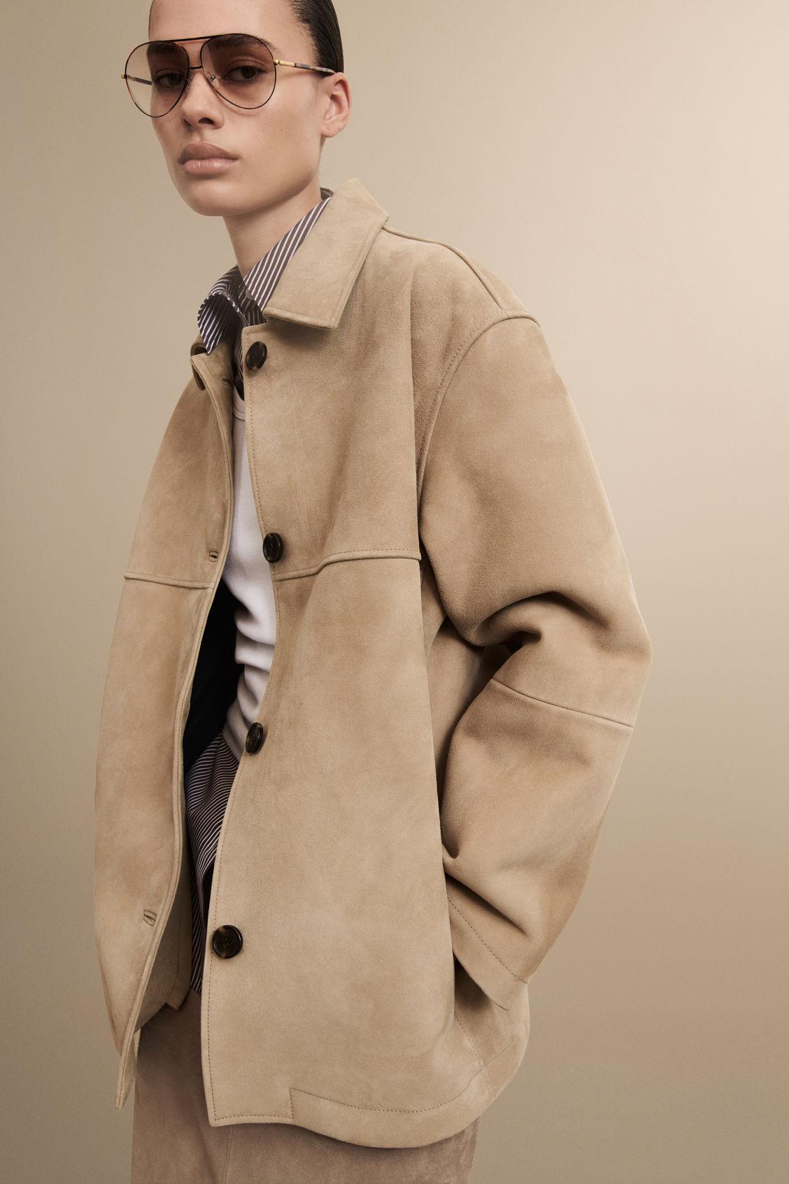 COLLARED SUEDE JACKET Product Image