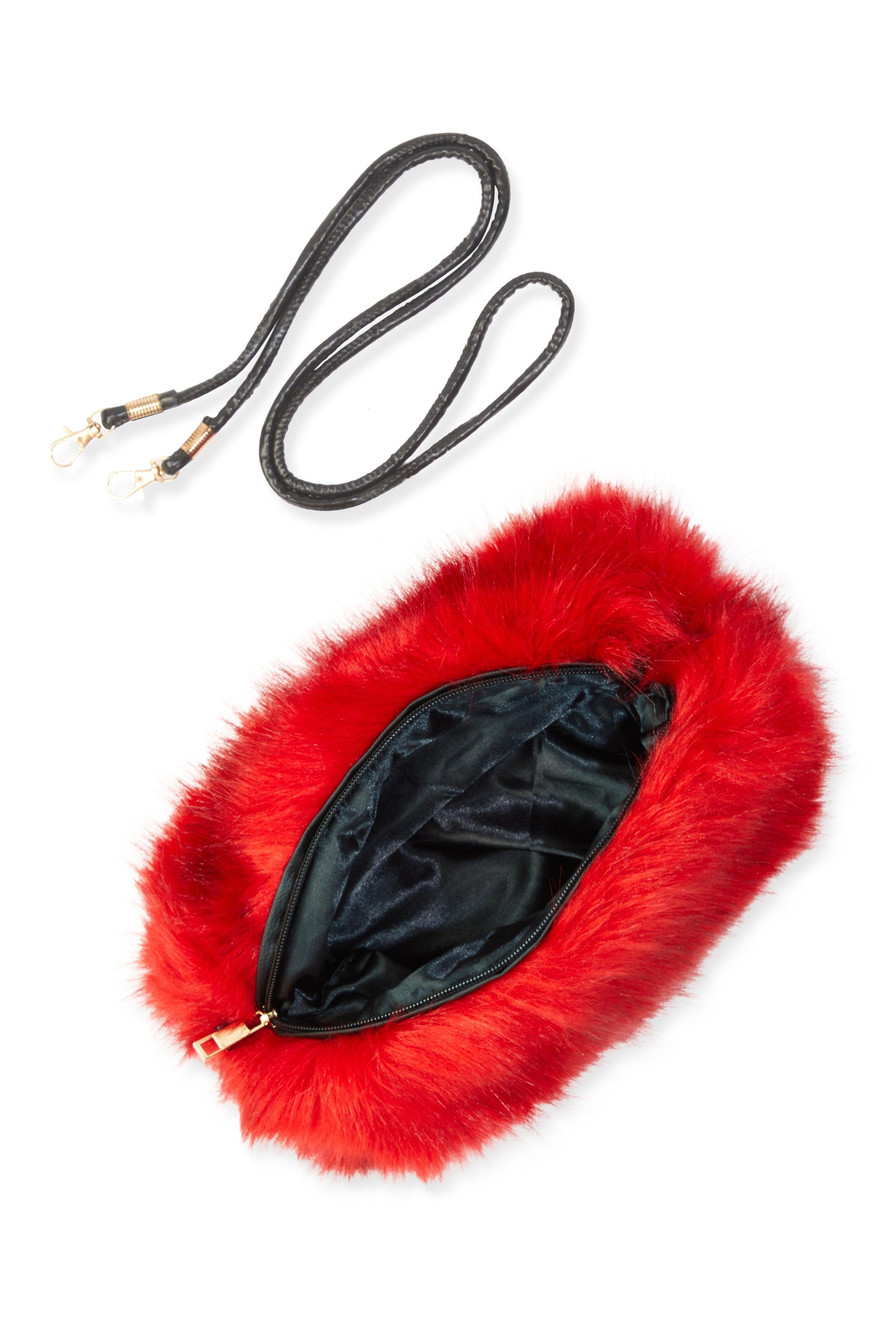 Womens Faux Fur Hand Muff Crossbody Bag Product Image