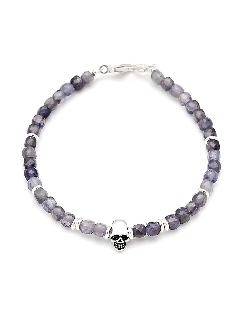 Mens Gemstone Skull Beaded Bracelet Product Image