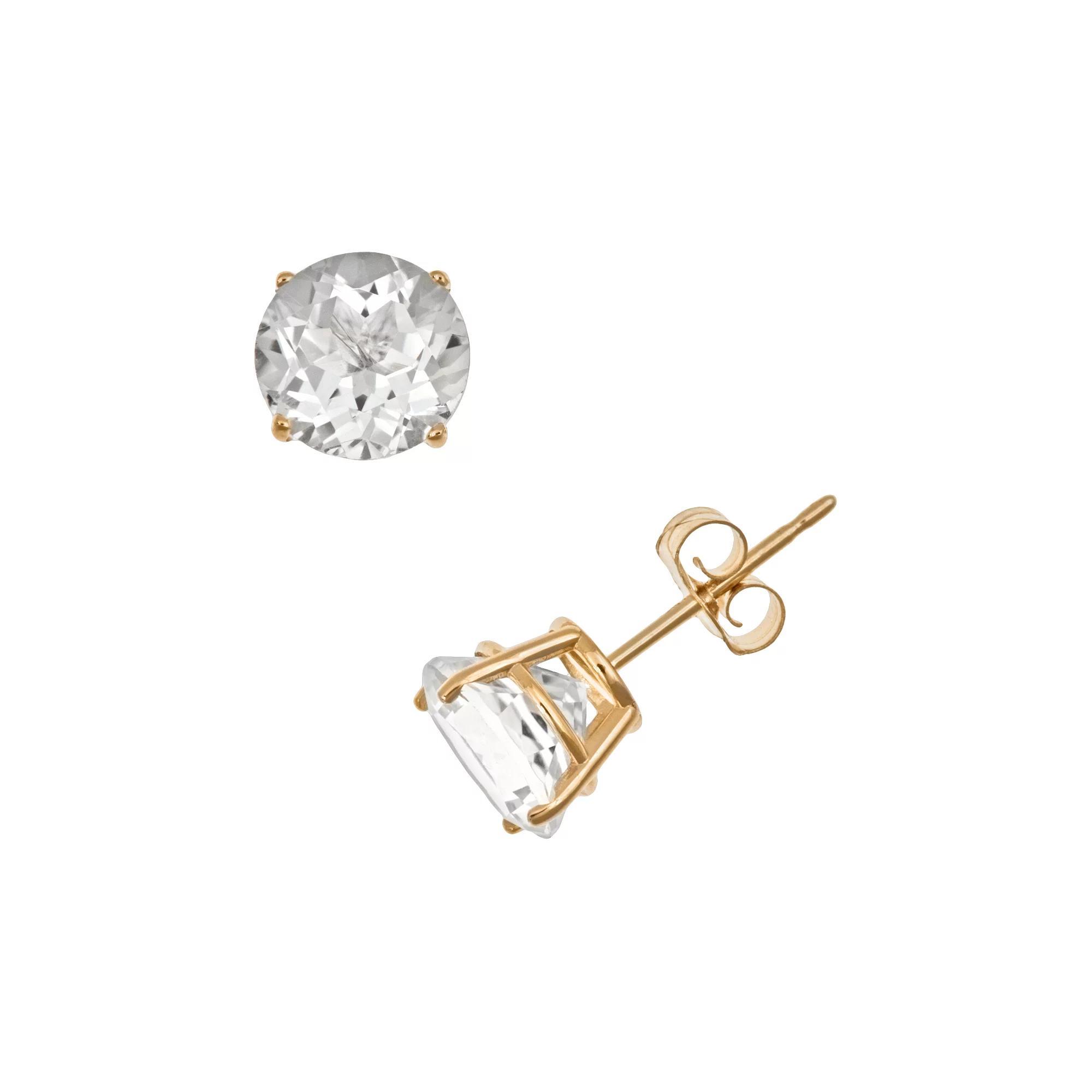 Celebration Gems 14k Gold White Topaz Stud Earrings, Women's Product Image