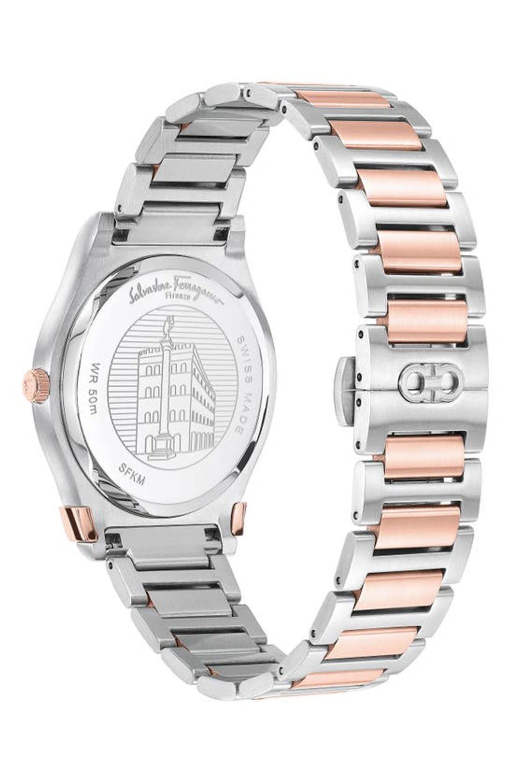 FERRAGAMO Men's Gancini Ip Rose Gold & Stainless Steel Bracelet Watch In Rose Gold Two Tone Product Image