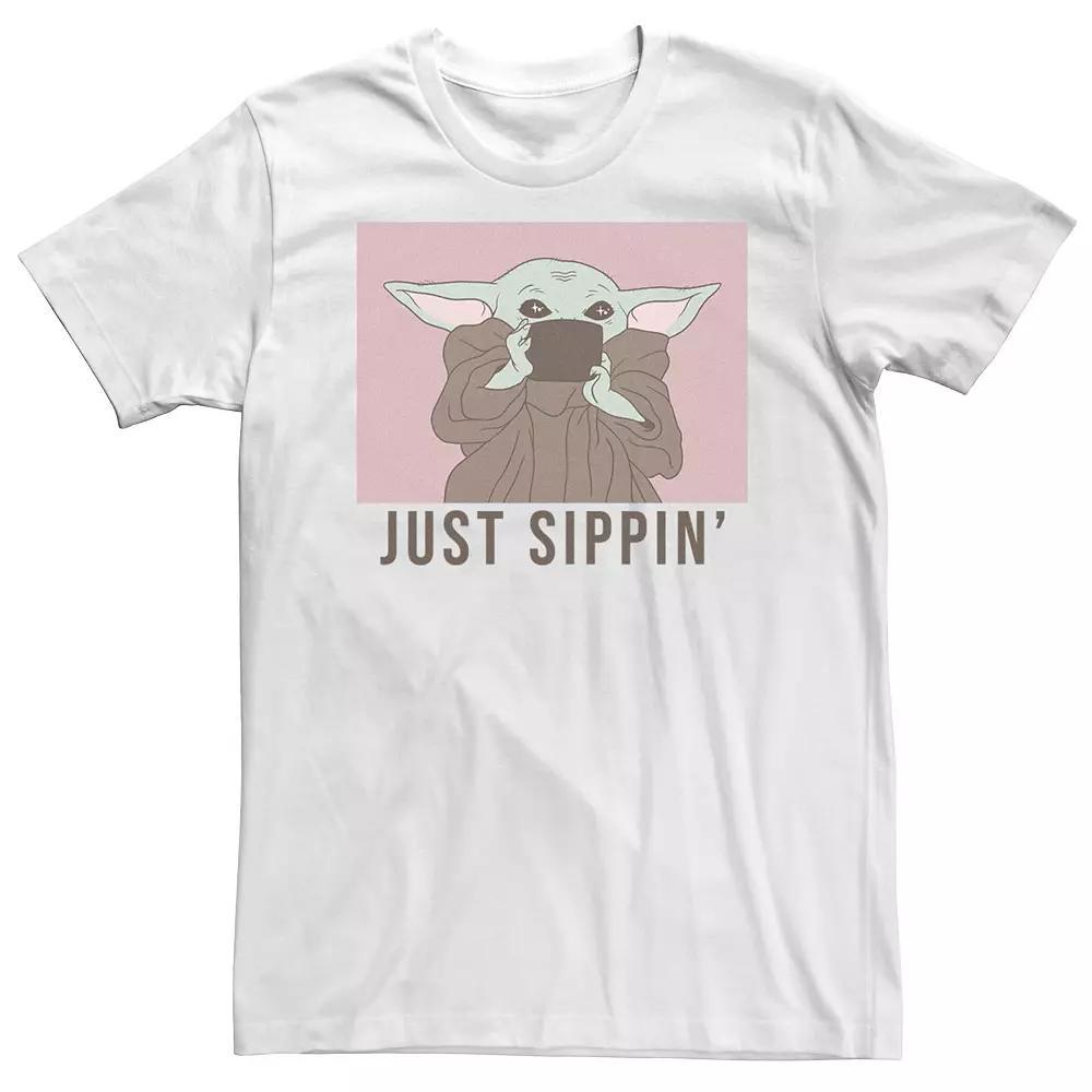 Big & Tall Star Wars The Mandalorian The Child Just Sippin' Tee, Men's, Size: 3XL, White Product Image