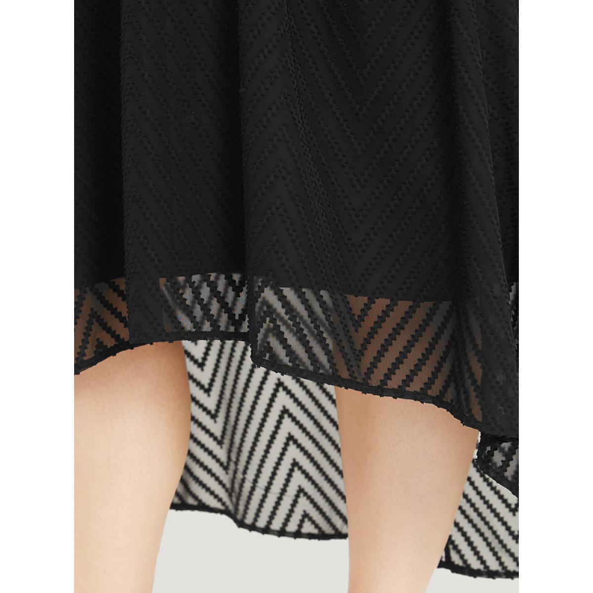 Plus Size Solid Pocket Wrap High Low Hem Tank Dress Black Women Glamour Plain V-neck Sleeveless Curvy Midi Dress BloomChic 26/4X Product Image