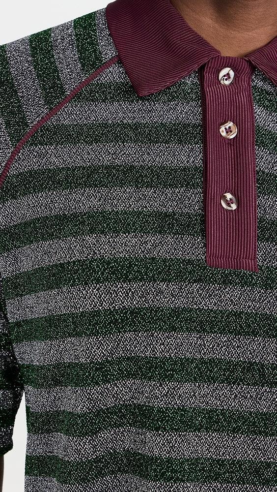 BruceGlen Metallic Stripe Raglan Polo | Shopbop Product Image