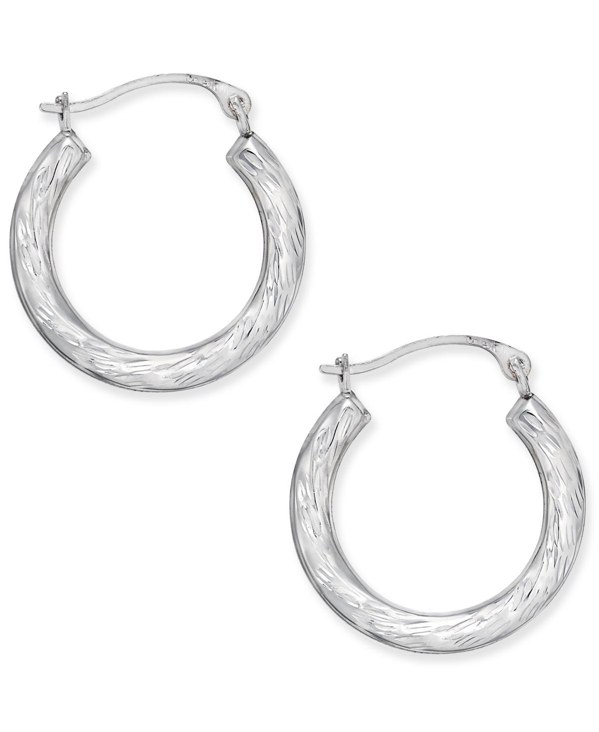 Taylor Grace 10k White Gold Textured Twist Hoop Earrings, Womens Product Image