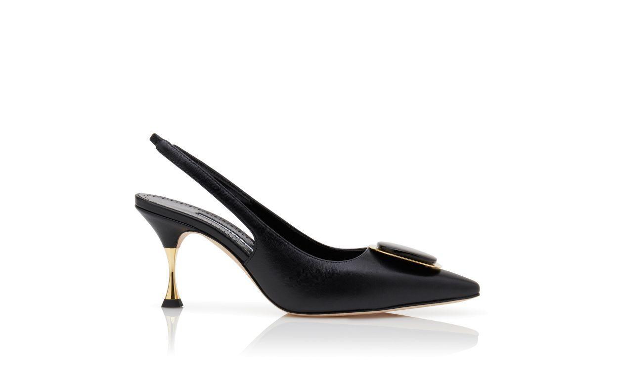 CHIARANSLI Black Nappa Leather Slingback Pumps Product Image