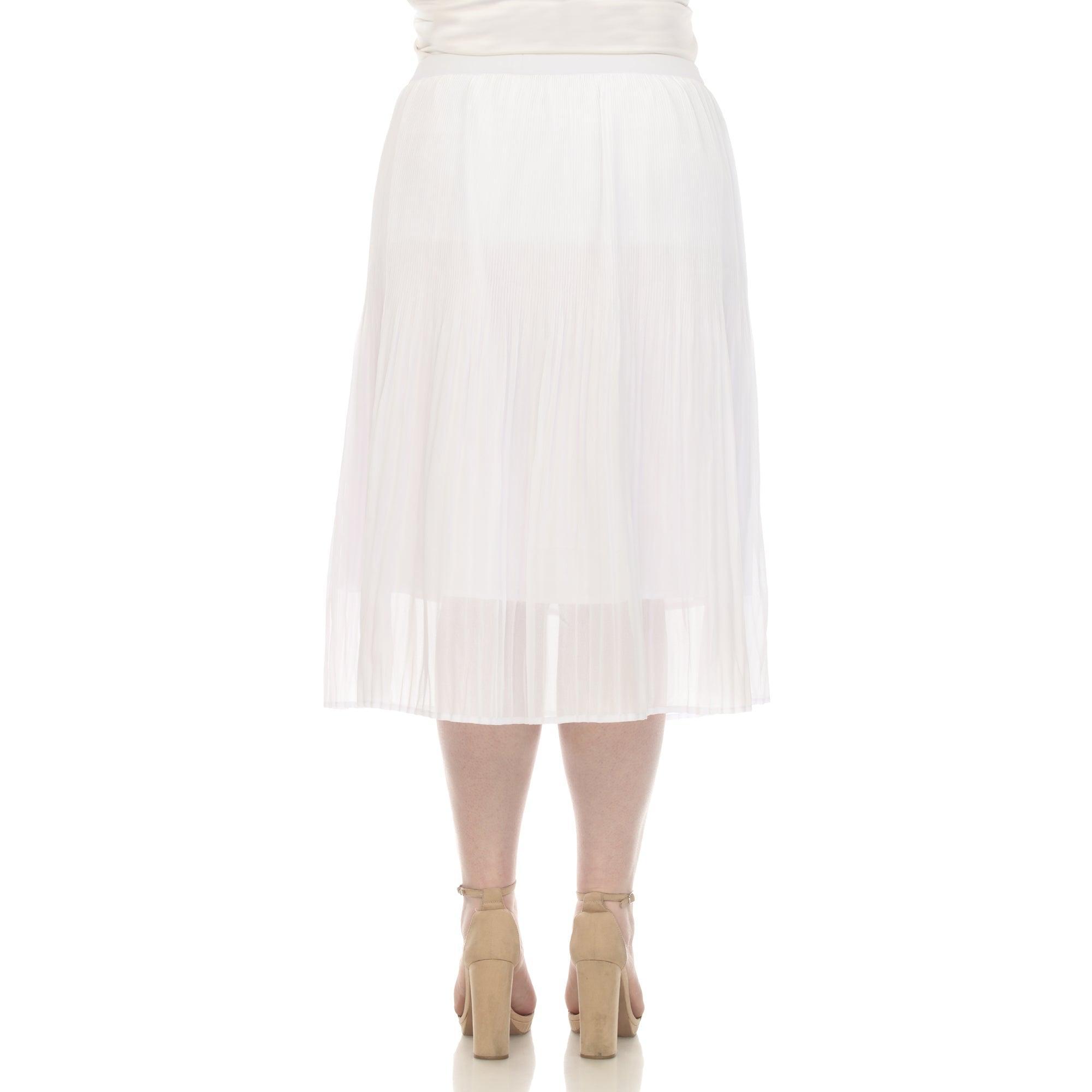 Plus Size Pleated Chiffon Midi Skirt Product Image