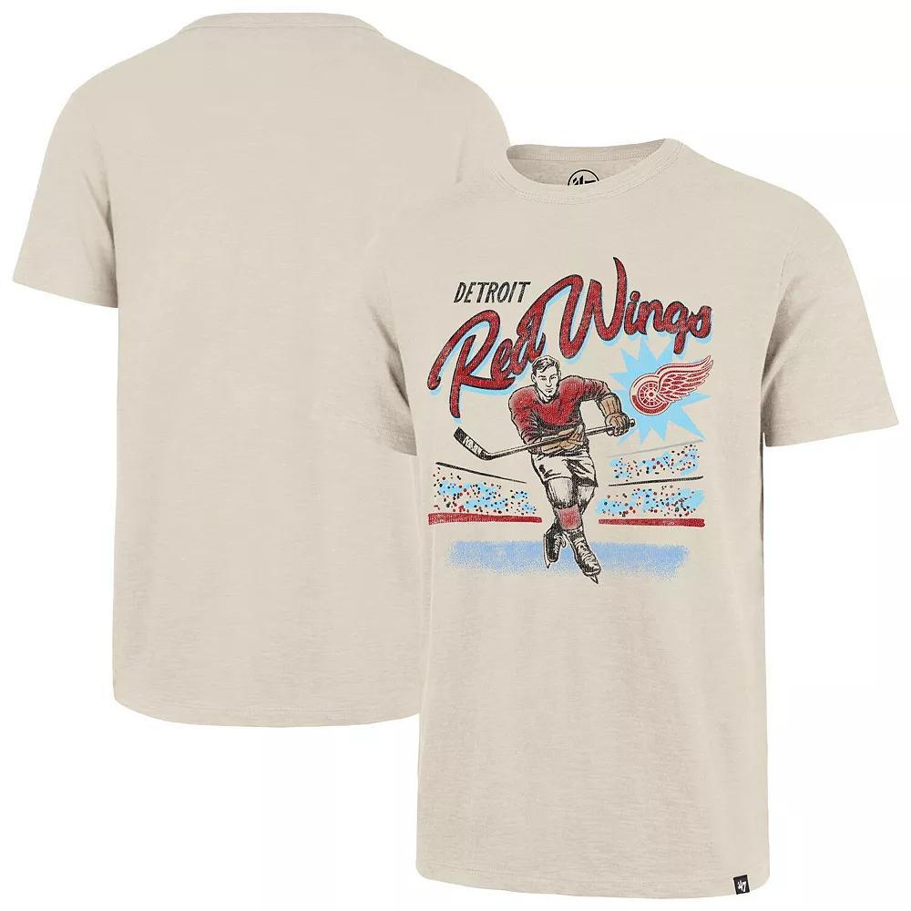 Men's '47  Natural Detroit Red Wings Hockey Player Golden Age Scrum T-Shirt, Size: XL, Beige Product Image