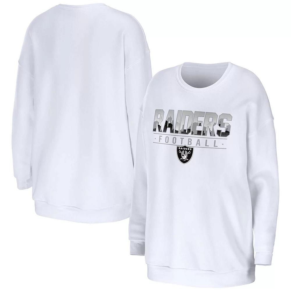 Women's WEAR by Erin Andrews White Las Vegas Raiders Domestic Pullover Sweatshirt,  Product Image