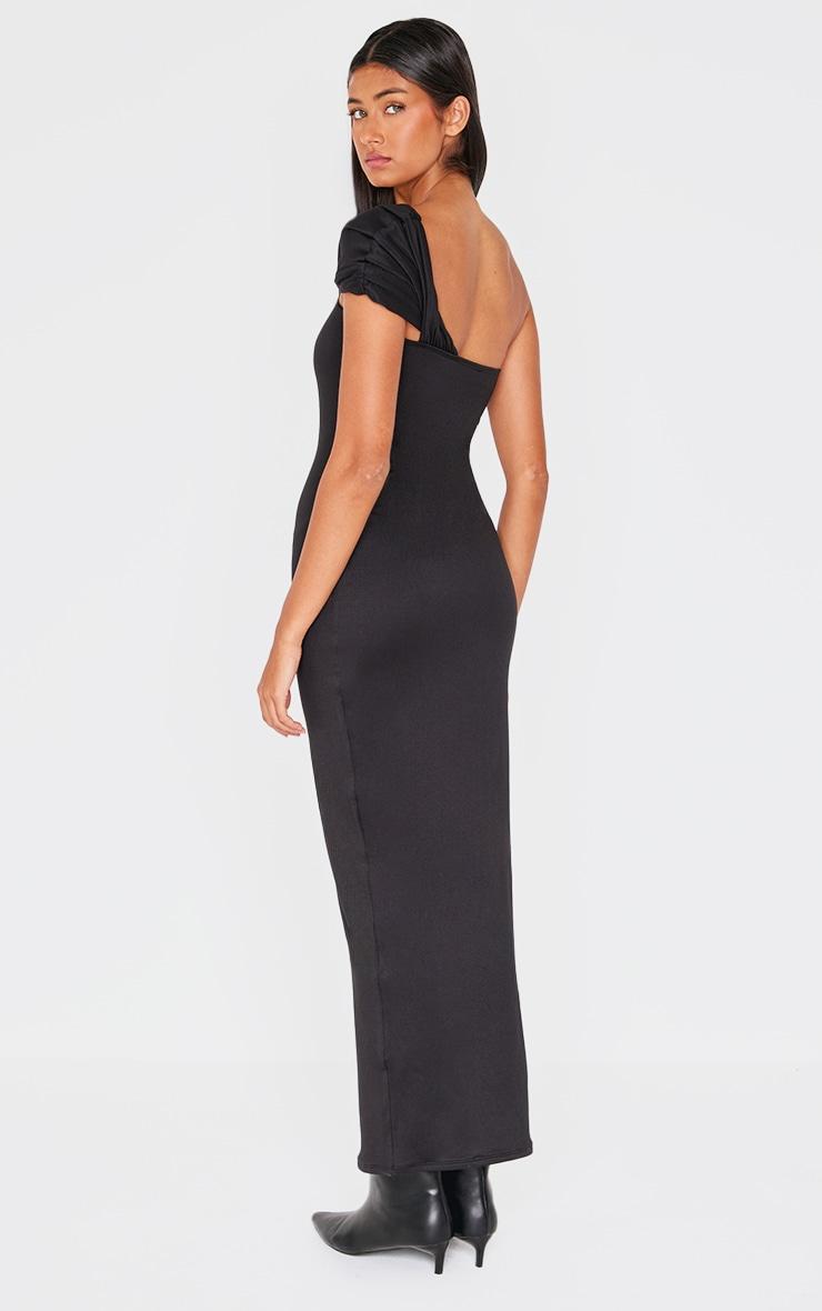  Black Double Contour One Shoulder Maxi Dress Product Image