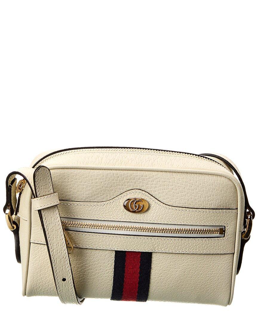 Ophidia Mini Leather Crossbody In White Product Image