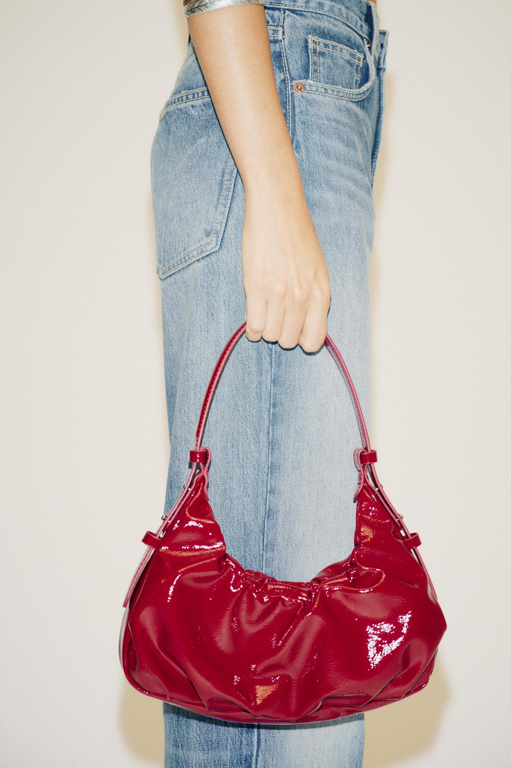 CRACKLE-EFFECT RUCHED BAG Product Image