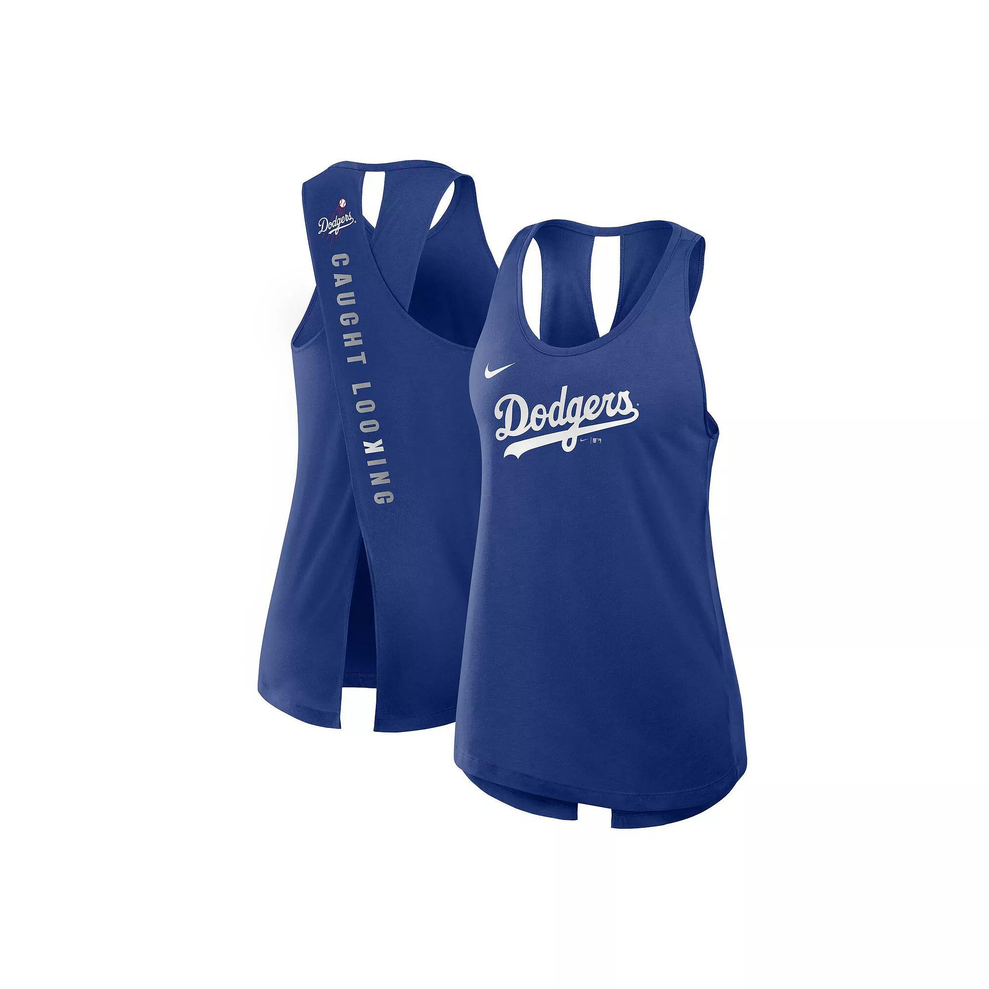 Women's Nike Royal Los Angeles Dodgers Crisscross Performance Tank Top,  Product Image