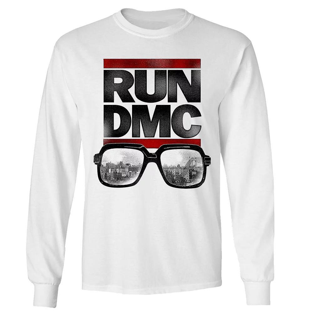 Men's Run DMC Glasses Logo Long Sleeve Tee, Size: Medium, White Product Image