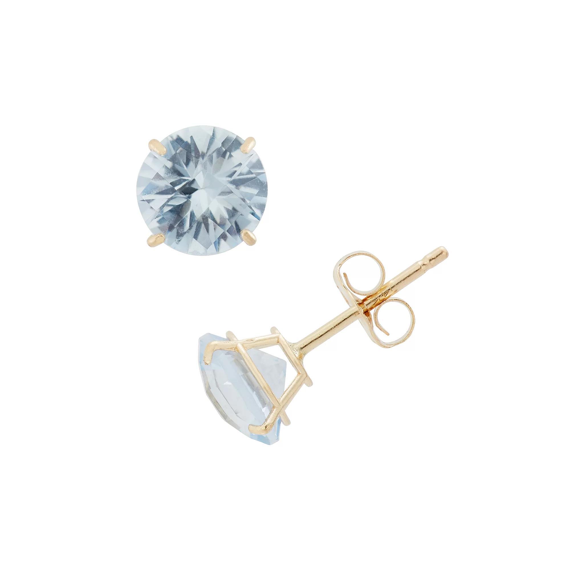 Designs by Gioelli Lab-Created Aquamarine 10k Gold Stud Earrings, Women's, Blue Product Image