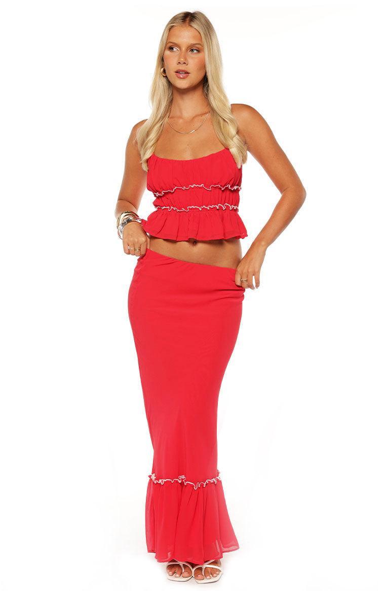 Wiatt Red Maxi Skirt Product Image