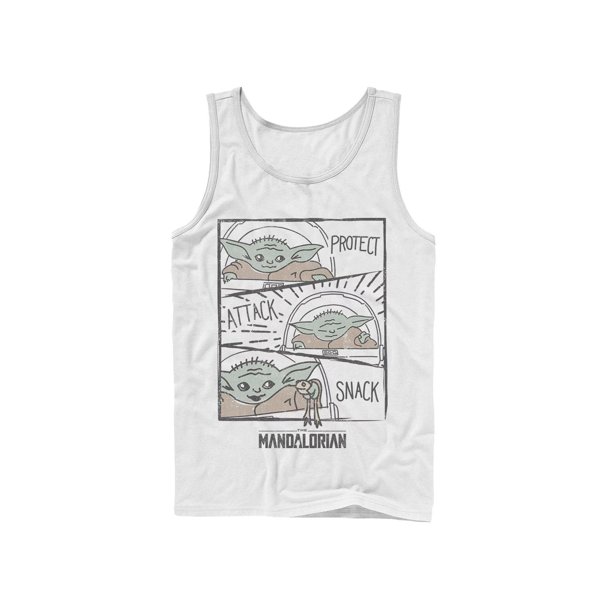 Men's Star Wars The Mandalorian The Child Protect Attack Snack Tank Top,  Product Image