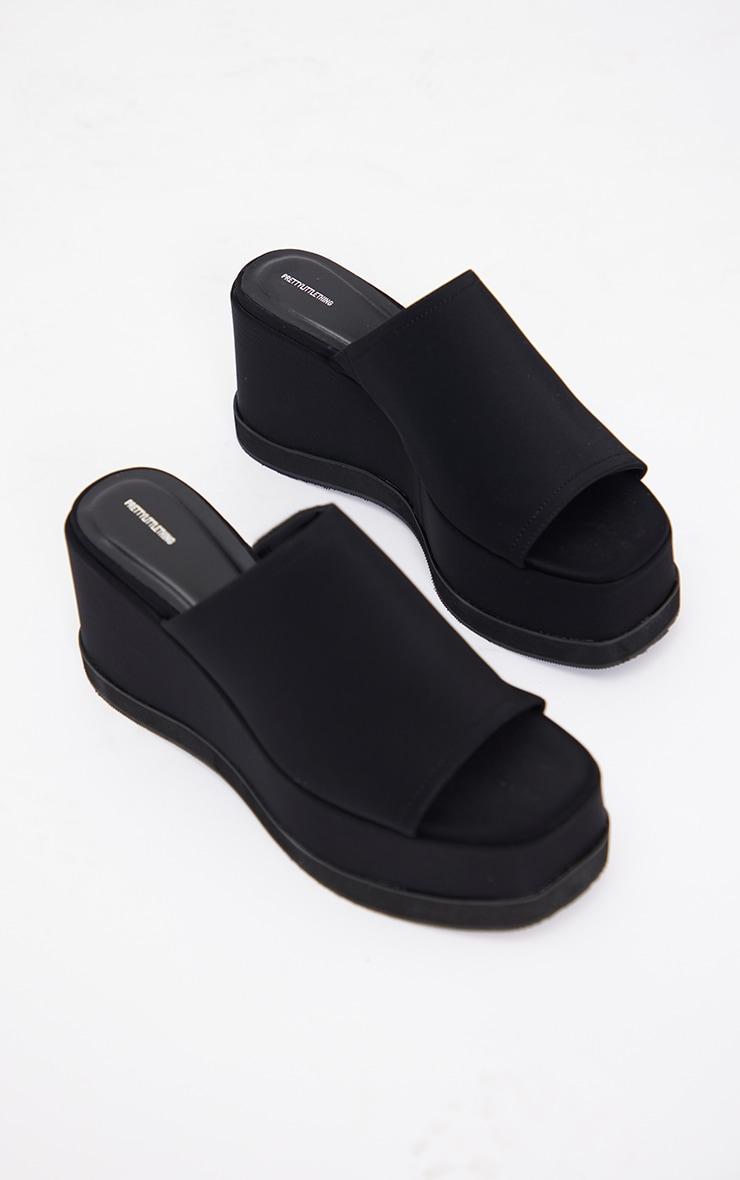 Black Chunky Platform Slip On Wedges Product Image