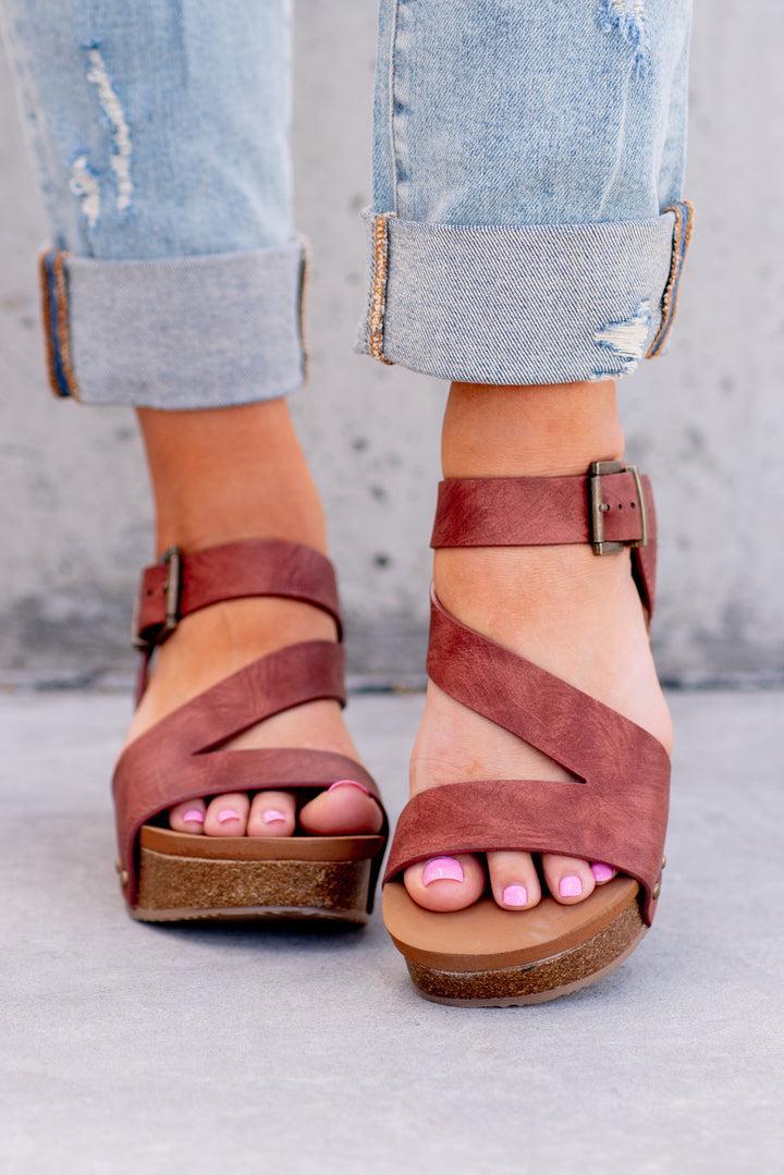 Very G Shayne Wedge Sandals - Rust Product Image