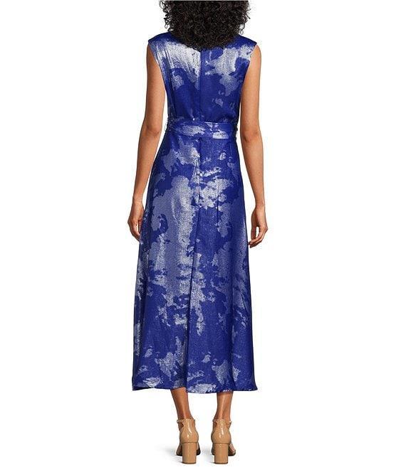 Marina Foil Print Cowl Neck Sleeveless Midi Dress Product Image