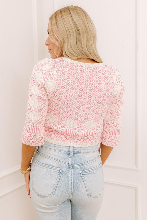 Charming Moment Knit Crop Top in Pink Product Image