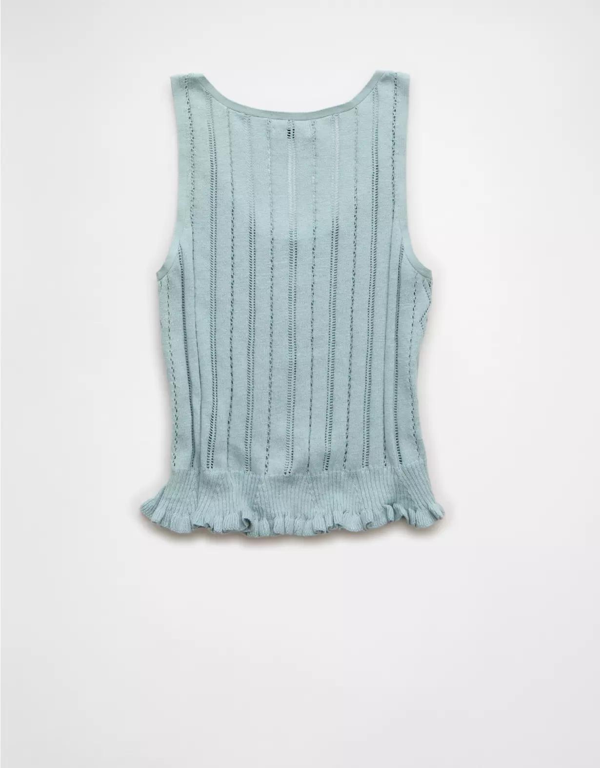 AE Pointelle Peplum Sweater Tank Top Product Image