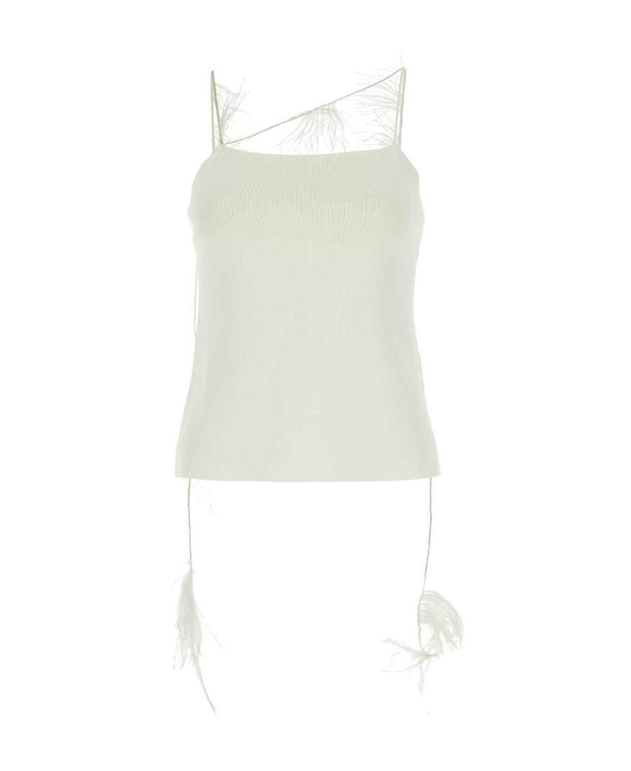 JIL SANDER Feather-trim Camisole Top In White Product Image