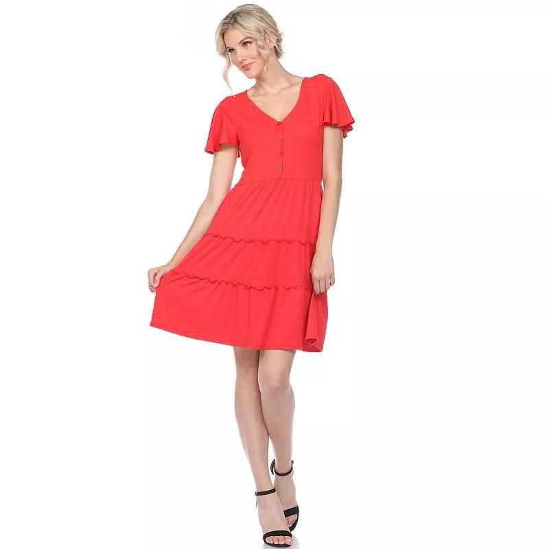 Short Sleeve V-neck Tiered Dress Product Image