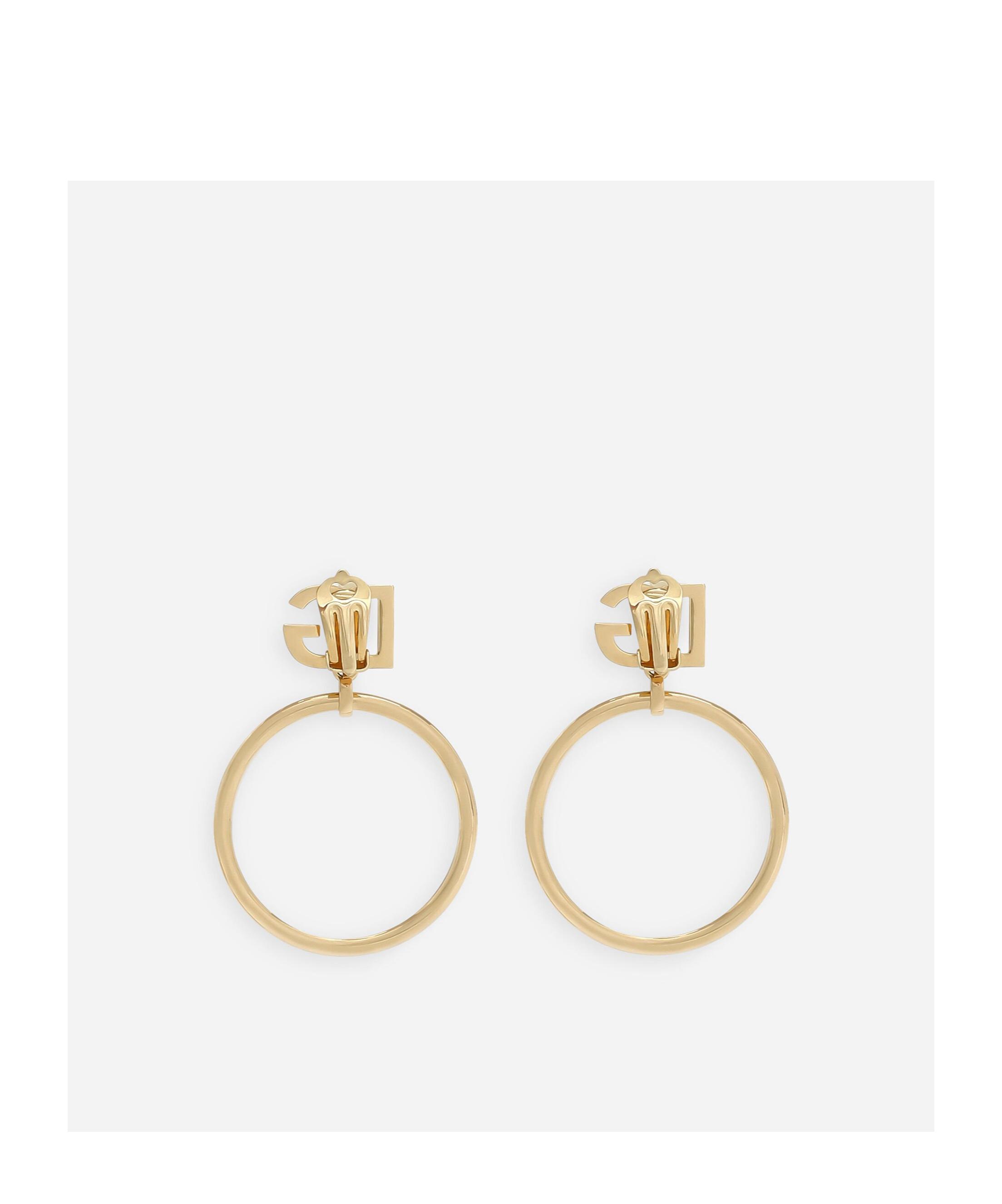 DOLCE & GABBANA Dg Logo-charm Hoop Earrings In Yellow Product Image