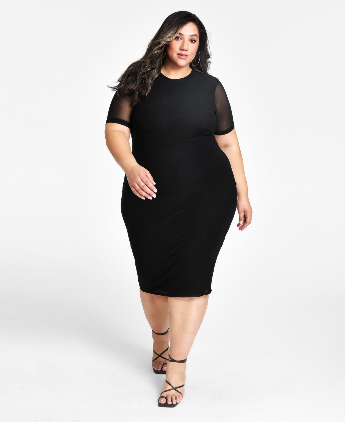 Nina Parker Trendy Plus Size Mesh Midi Dress, Created for Macys Product Image