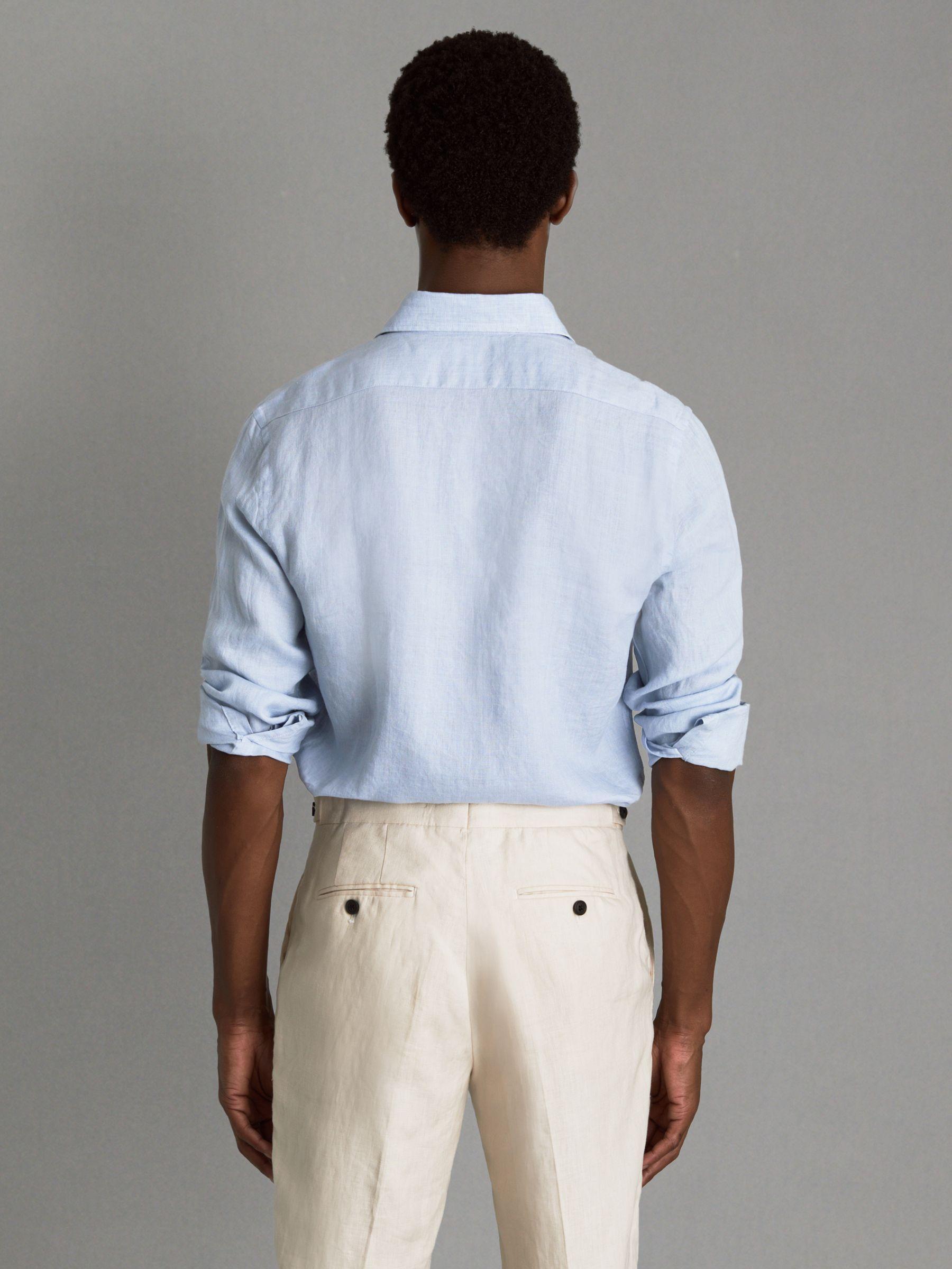 Linen Button-Through Shirt in Light Blue Product Image