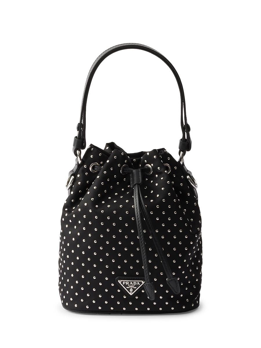 Womens Re-Nylon Mini Bucket Bag with Studs Product Image