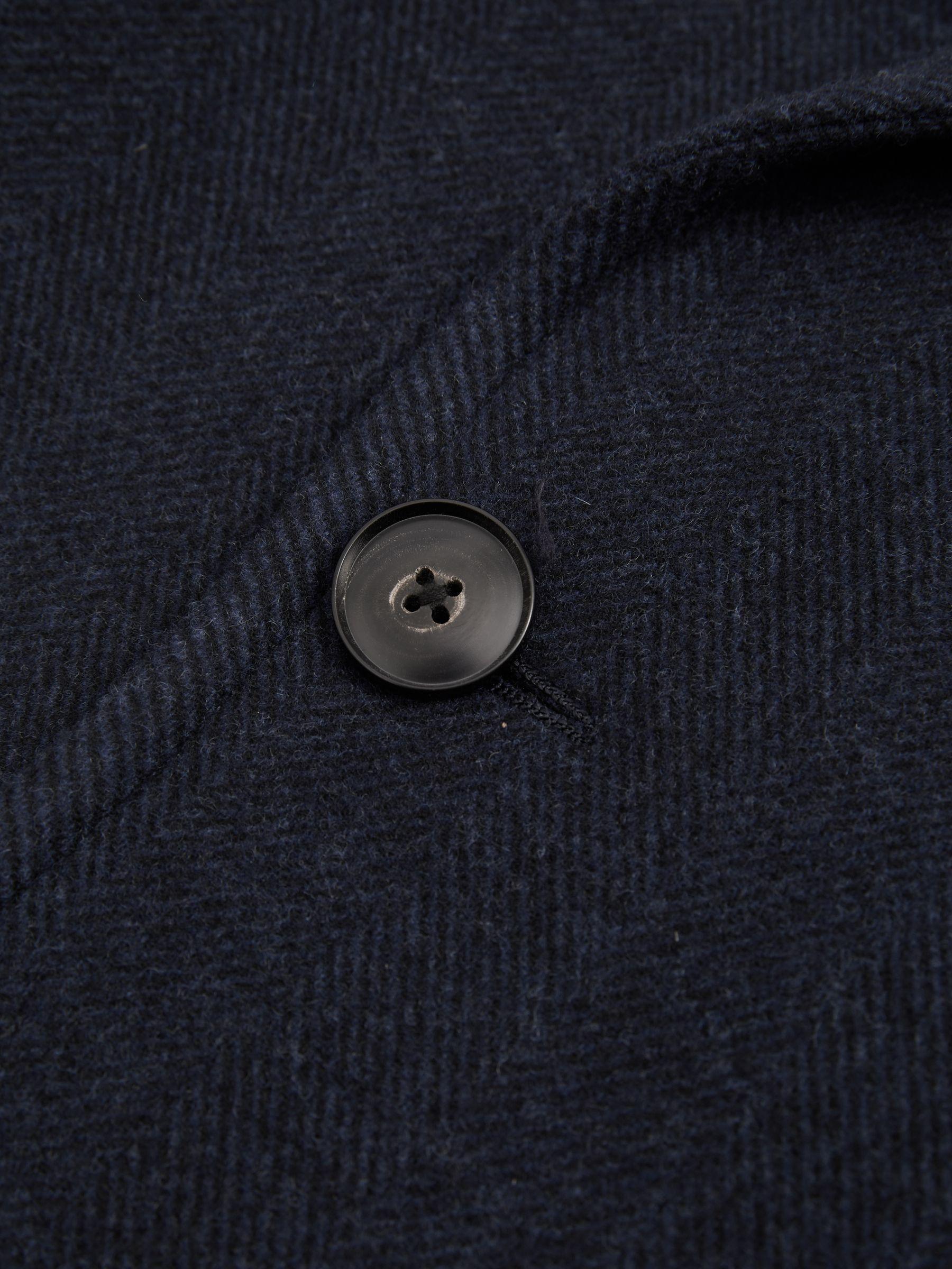 Wool Blend Double Breasted Peacoat in Navy Herringbone Product Image