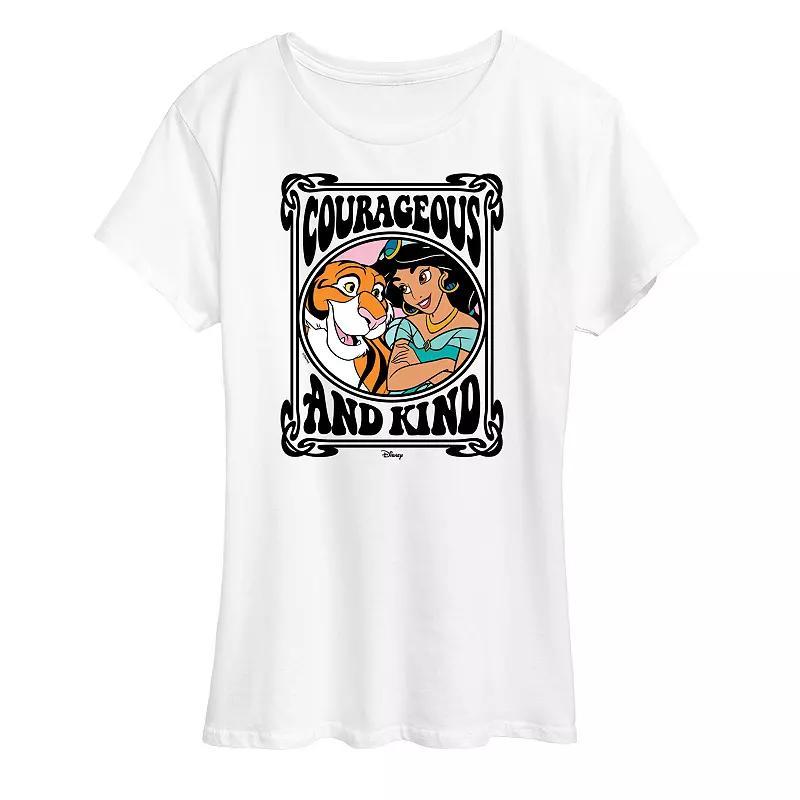 Disney Princess Jasmine Women's Courageous and Kind Graphic Tee, Size: XXL, Grey Gray Product Image